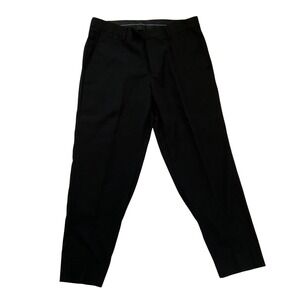 Mens Black Flat Front Dress Pants Trousers 34R Business Casual Formal Career